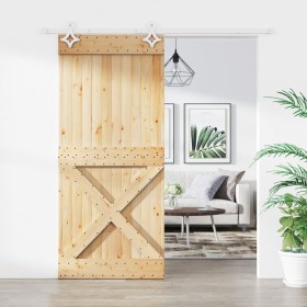 Sliding door with solid pine wood fittings 90x210 cm by vidaXL, Doors - Ref: Foro24-3203194, Price: 173,89 €, Discount: %