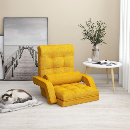 Silla de suelo plegable con función de cama de tela amarillo mostaza de vidaXL, Sillas de suelo - Ref: Foro24-336528, Precio:...