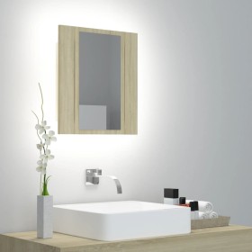 Armario espejo de baño LED acrílico roble Sonoma 40x12x45 cm de vidaXL, Tocadores de baño - Ref: Foro24-804951, Precio: 39,83...