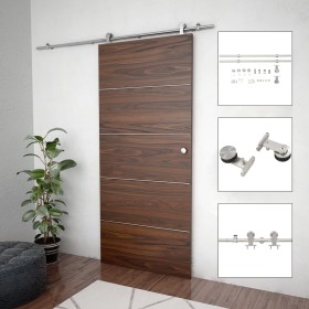 Kit de herrajes para puerta corredera 183 cm acero plateado de vidaXL, Puertas - Ref: Foro24-142825, Precio: 101,42 €, Descue...