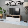 Oak and white engineered wood TV cabinet 95x35x36 cm by vidaXL, TV Furniture - Ref: Foro24-244869, Price: 75,42 €, Discount: %