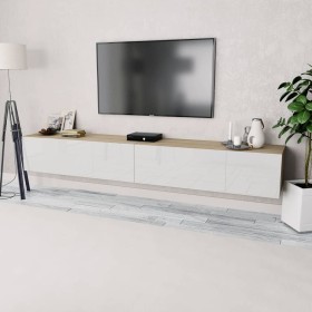 2-piece TV cabinet in glossy white and oak engineered wood by vidaXL, TV Furniture - Ref: Foro24-275114, Price: 193,29 €, Dis...