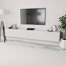 Mueble para TV 2 uds contrachapada blanco brillo 120x40x34cm de vidaXL, Muebles TV - Ref: Foro24-275113, Precio: 200,92 €, De...