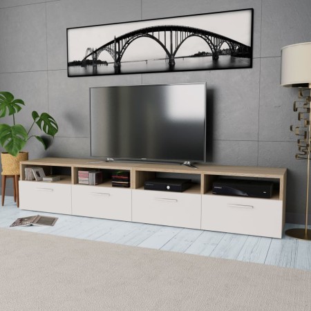 TV stand 2 pieces engineered wood oak and white 95x35x36 cm by vidaXL, TV Furniture - Ref: Foro24-275112, Price: 141,95 €, Di...