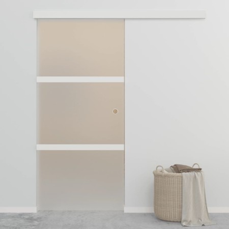 ESG glass and silver aluminum sliding door 90x205 cm by vidaXL, Doors - Ref: Foro24-288053, Price: 185,66 €, Discount: %