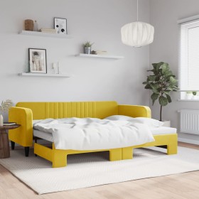 Sofá cama nido terciopelo amarillo 90x200 cm de vidaXL, Camas y somieres - Ref: Foro24-3197068, Precio: 288,99 €, Descuento: %