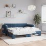 Blue velvet trundle sofa bed 90x200 cm by vidaXL, Beds and slatted bases - Ref: Foro24-3197062, Price: 271,95 €, Discount: %