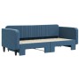 Blue velvet trundle sofa bed 90x200 cm by vidaXL, Beds and slatted bases - Ref: Foro24-3197062, Price: 271,95 €, Discount: %