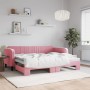 Pink velvet trundle sofa bed 90x200 cm by vidaXL, Beds and slatted bases - Ref: Foro24-3197066, Price: 288,08 €, Discount: %