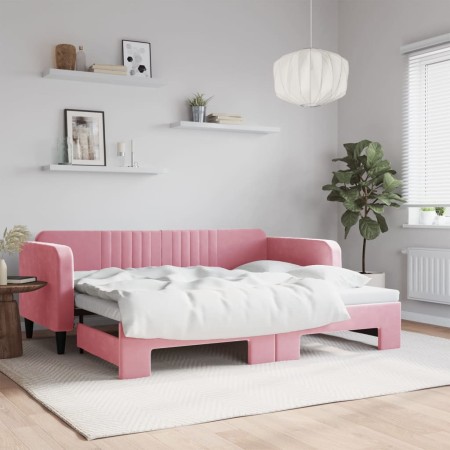 Sofá cama nido terciopelo rosa 90x200 cm de vidaXL, Camas y somieres - Ref: Foro24-3197066, Precio: 288,08 €, Descuento: %