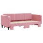 Pink velvet trundle sofa bed 90x200 cm by vidaXL, Beds and slatted bases - Ref: Foro24-3197066, Price: 288,99 €, Discount: %