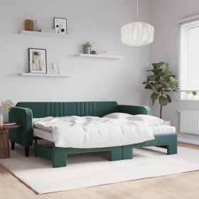 Trundle sofa bed with dark green velvet mattress 90x200 cm by vidaXL, Beds and slatted bases - Ref: Foro24-3197089, Price: 42...