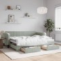 Trundle sofa bed with drawers light gray velvet 90x200 cm by vidaXL, Beds and slatted bases - Ref: Foro24-3197111, Price: 349...