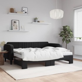 Sofá cama nido con colchón terciopelo negro 90x200 cm de vidaXL, Camas y somieres - Ref: Foro24-3197091, Precio: 433,58 €, De...