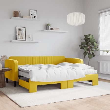 Sofá cama nido con colchón terciopelo amarillo 90x200 cm de vidaXL, Camas y somieres - Ref: Foro24-3197092, Precio: 468,19 €,...