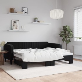 Sofá cama nido terciopelo negro 90x200 cm de vidaXL, Camas y somieres - Ref: Foro24-3197067, Precio: 286,69 €, Descuento: %