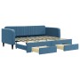 Sofá cama nido con cajones terciopelo azul 90x200 cm de vidaXL, Camas y somieres - Ref: Foro24-3197110, Precio: 324,69 €, Des...