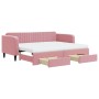 Sofá cama nido con cajones terciopelo rosa 90x200 cm de vidaXL, Camas y somieres - Ref: Foro24-3197138, Precio: 487,99 €, Des...