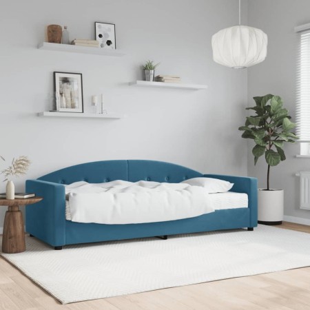 Sofa bed with blue velvet mattress 80x200 cm by vidaXL, Beds and slatted bases - Ref: Foro24-3197269, Price: 320,99 €, Discou...