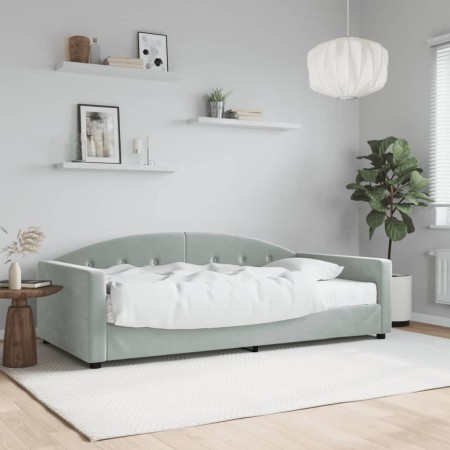 Sofa bed with light gray velvet mattress 100x200 cm by vidaXL, Beds and slatted bases - Ref: Foro24-3197284, Price: 344,99 €,...