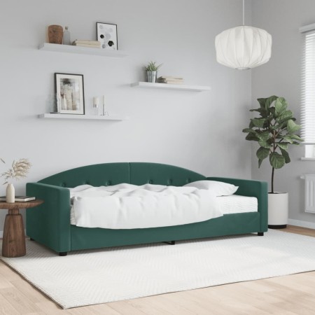 Sofa bed with dark green velvet mattress 90x200 cm by vidaXL, Beds and slatted bases - Ref: Foro24-3197279, Price: 352,32 €, ...