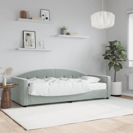 Sofá cama con colchón terciopelo gris claro 80x200 cm de vidaXL, Camas y somieres - Ref: Foro24-3197270, Precio: 328,41 €, De...