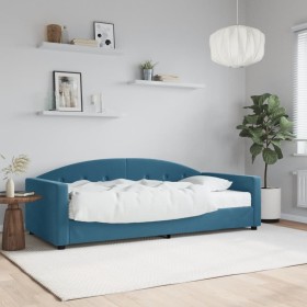 Sofa bed with blue velvet mattress 90x200 cm by vidaXL, Beds and slatted bases - Ref: Foro24-3197276, Price: 341,21 €, Discou...