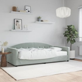 Sofa bed with light gray velvet mattress 90x190 cm by vidaXL, Beds and slatted bases - Ref: Foro24-3197290, Price: 385,99 €, ...