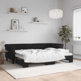 Black velvet trundle sofa bed 80x200 cm by vidaXL, Beds and slatted bases - Ref: Foro24-3197768, Price: 283,97 €, Discount: %