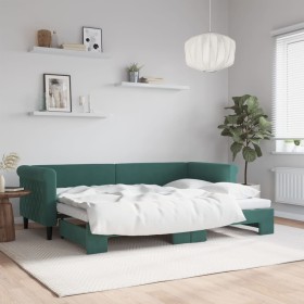 Dark green velvet trundle sofa bed 80x200 cm by vidaXL, Beds and slatted bases - Ref: Foro24-3197766, Price: 289,99 €, Discou...