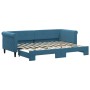 Blue velvet trundle sofa bed 80x200 cm by vidaXL, Beds and slatted bases - Ref: Foro24-3197763, Price: 289,99 €, Discount: %