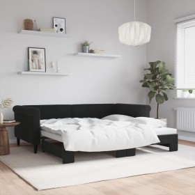 Black velvet trundle sofa bed 90x190 cm by vidaXL, Beds and slatted bases - Ref: Foro24-3197786, Price: 315,00 €, Discount: %