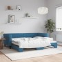 Blue velvet trundle sofa bed 90x200 cm by vidaXL, Beds and slatted bases - Ref: Foro24-3197770, Price: 278,40 €, Discount: %