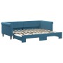 Blue velvet trundle sofa bed 90x200 cm by vidaXL, Beds and slatted bases - Ref: Foro24-3197770, Price: 278,40 €, Discount: %