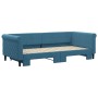 Blue velvet trundle sofa bed 90x200 cm by vidaXL, Beds and slatted bases - Ref: Foro24-3197770, Price: 278,40 €, Discount: %