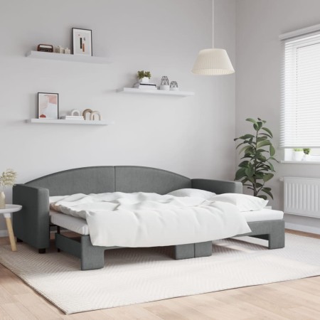 Trundle sofa bed dark gray fabric 80x200 cm by vidaXL, Beds and slatted bases - Ref: Foro24-3197184, Price: 278,47 €, Discoun...