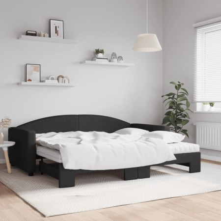 Trundle sofa bed with black fabric mattress 90x200 cm by vidaXL, Beds and slatted bases - Ref: Foro24-3197208, Price: 444,59 ...