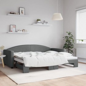 Trundle sofa bed dark gray fabric 90x200 cm by vidaXL, Beds and slatted bases - Ref: Foro24-3197189, Price: 285,99 €, Discoun...