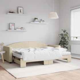 Trundle sofa bed with cream fabric mattress 80x200 cm by vidaXL, Beds and slatted bases - Ref: Foro24-3197205, Price: 411,99 ...