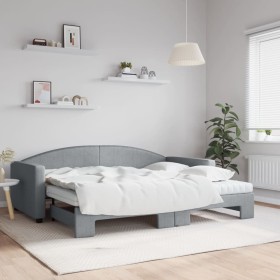 Trundle sofa bed with light gray fabric mattress 90x200 cm by vidaXL, Beds and slatted bases - Ref: Foro24-3197206, Price: 44...