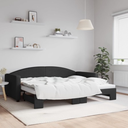 Trundle sofa bed black fabric 90x200 cm by vidaXL, Beds and slatted bases - Ref: Foro24-3197190, Price: 263,99 €, Discount: %