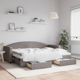 Sofá cama nido con cajones tela gris taupe 80x200 cm de vidaXL, Camas y somieres - Ref: Foro24-3197222, Precio: 333,99 €, Des...