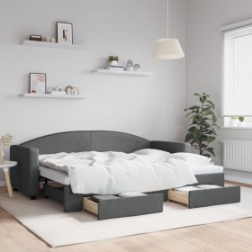 Sofá cama nido con cajones tela gris oscuro 80x200 cm de vidaXL, Camas y somieres - Ref: Foro24-3197220, Precio: 324,99 €, De...