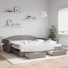 Sofá cama nido con cajones tela gris taupe 100x200 cm de vidaXL, Camas y somieres - Ref: Foro24-3197250, Precio: 501,27 €, De...