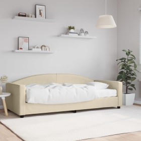 Sofá cama con colchón tela crema 90x200 cm de vidaXL, Camas y somieres - Ref: Foro24-3197174, Precio: 343,51 €, Descuento: %