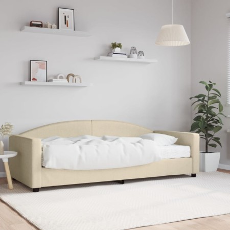 Sofa bed with cream fabric mattress 90x200 cm by vidaXL, Beds and slatted bases - Ref: Foro24-3197174, Price: 343,51 €, Disco...