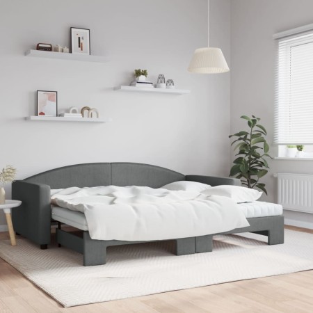 Sofá cama nido con colchón tela gris oscuro 90x200 cm de vidaXL, Camas y somieres - Ref: Foro24-3197207, Precio: 430,38 €, De...