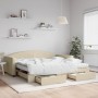 Trundle sofa bed with drawers cream fabric 100x200 cm by vidaXL, Beds and slatted bases - Ref: Foro24-3197251, Price: 493,05 ...