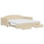 Sofá cama nido con cajones tela color crema 100x200 cm de vidaXL, Camas y somieres - Ref: Foro24-3197251, Precio: 493,05 €, D...