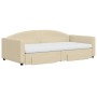 Trundle sofa bed with drawers cream fabric 100x200 cm by vidaXL, Beds and slatted bases - Ref: Foro24-3197251, Price: 488,99 ...